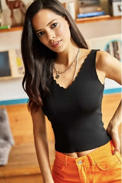 Women’s Thin Knit Ladder-Neck Tank Top - MRS.IDEA