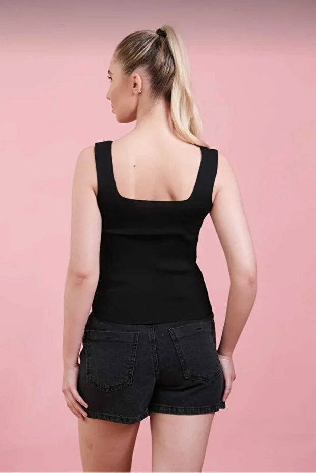 Women’s Square-Neck Thick-Strap Thin Knit Tank Top - MRS.IDEA