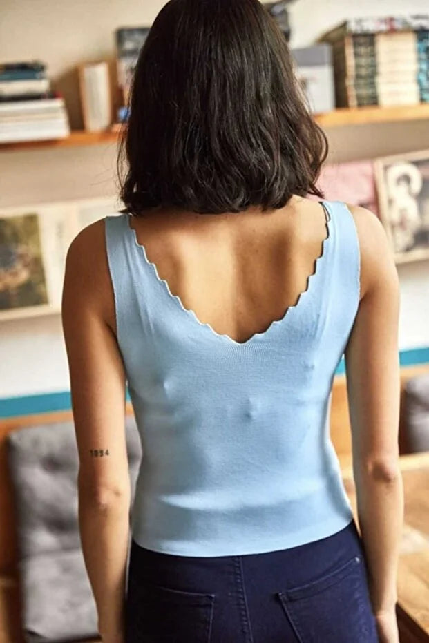 Women’s Thin Knit Ladder-Neck Tank Top - MRS.IDEA