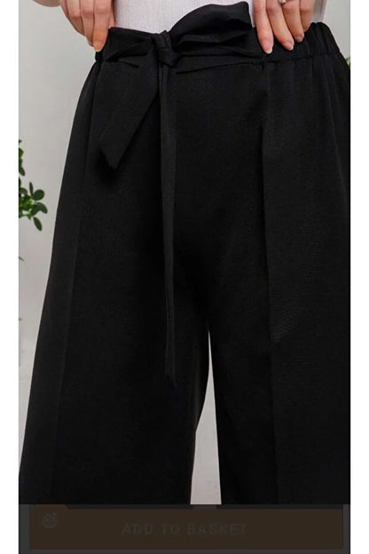 Women’s Crepe Wide-Leg Pants with Drawstring Waist - MRS.IDEA