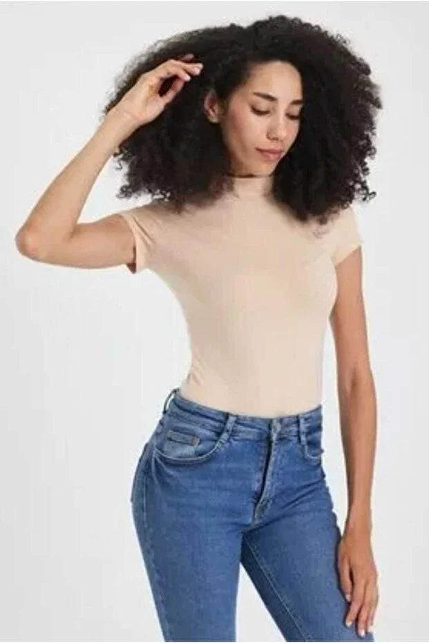 Women’s Stretch Half-Turtleneck Bodysuit - MRS.IDEA