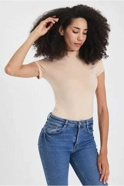 Women’s Stretch Half-Turtleneck Bodysuit - MRS.IDEA