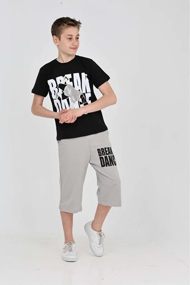Boys Printed Two-Piece Suit with Shorts - MRS.IDEA