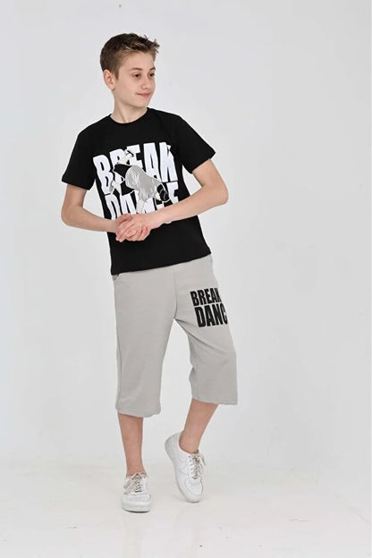 Boys Printed Two-Piece Suit with Shorts - MRS.IDEA