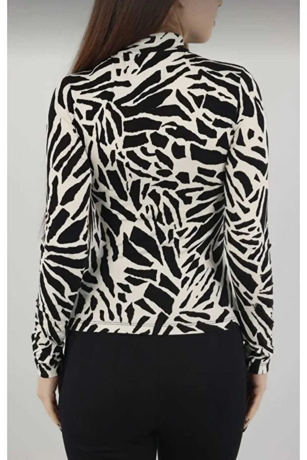 Women’s High-Neck Viscose Body with Cracked Mirror Pattern - MRS.IDEA