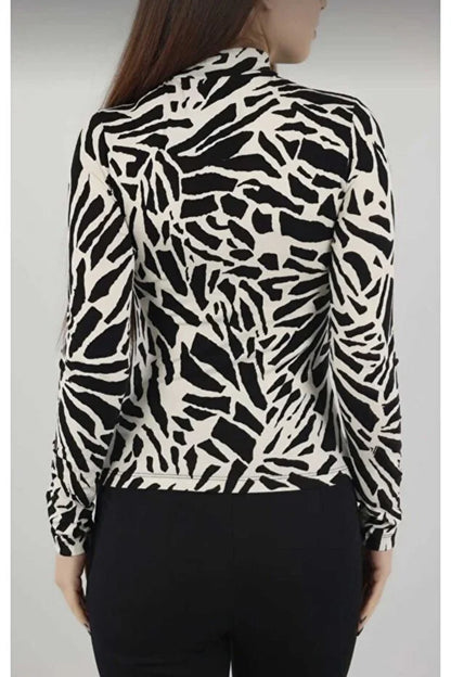 Women’s High-Neck Viscose Body with Cracked Mirror Pattern - MRS.IDEA