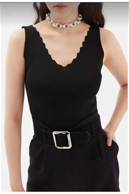 Women’s Thin Knit Ladder-Neck Tank Top - MRS.IDEA