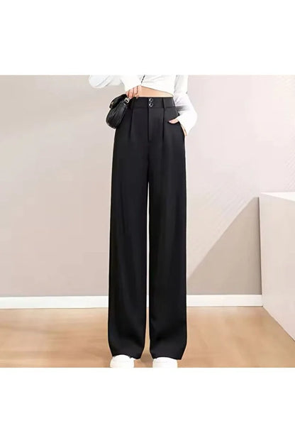 Women’s High-Waist Double-Button Detail Palazzo Pants - MRS.IDEA