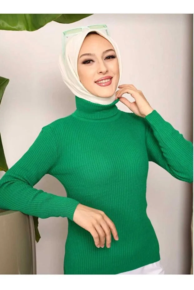 Women’s Full Turtleneck Stretch Knit Sweater - MRS.IDEA