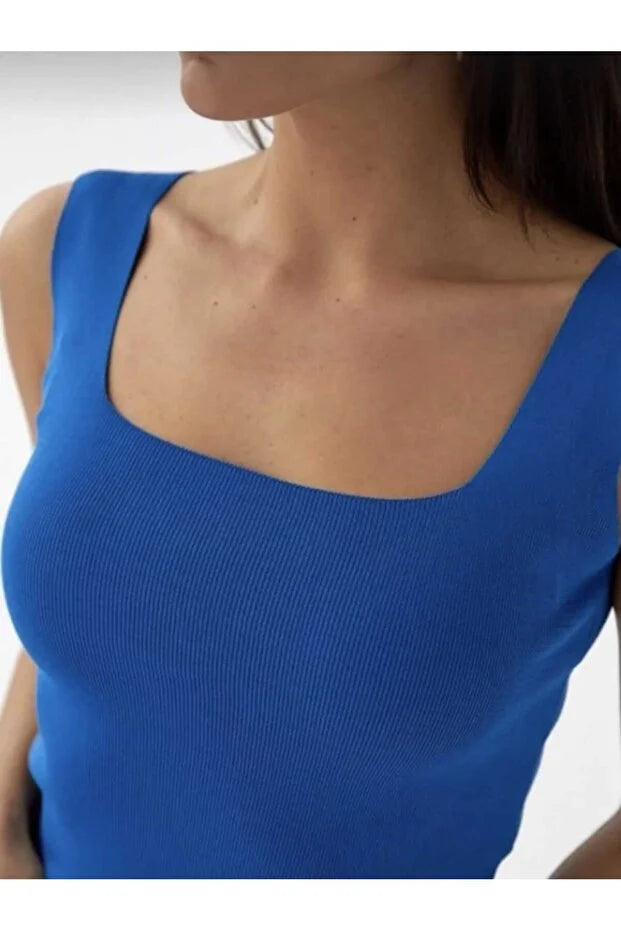 Women’s Square-Neck Thick-Strap Thin Knit Tank Top - MRS.IDEA