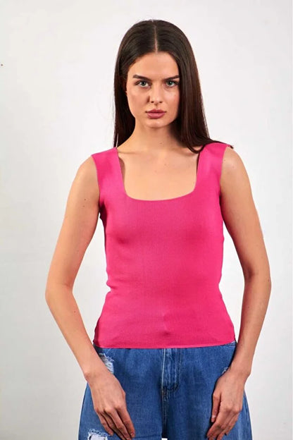 Women’s Square-Neck Thick-Strap Thin Knit Tank Top - MRS.IDEA