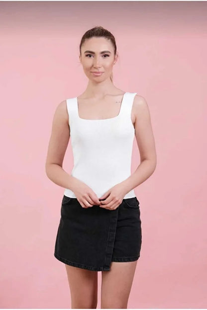 Women’s Square-Neck Thick-Strap Thin Knit Tank Top - MRS.IDEA