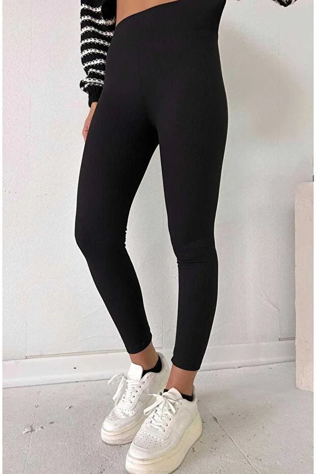Women’s High-Waist Ribbed Fleece-Lined Shaping - MRS.IDEA