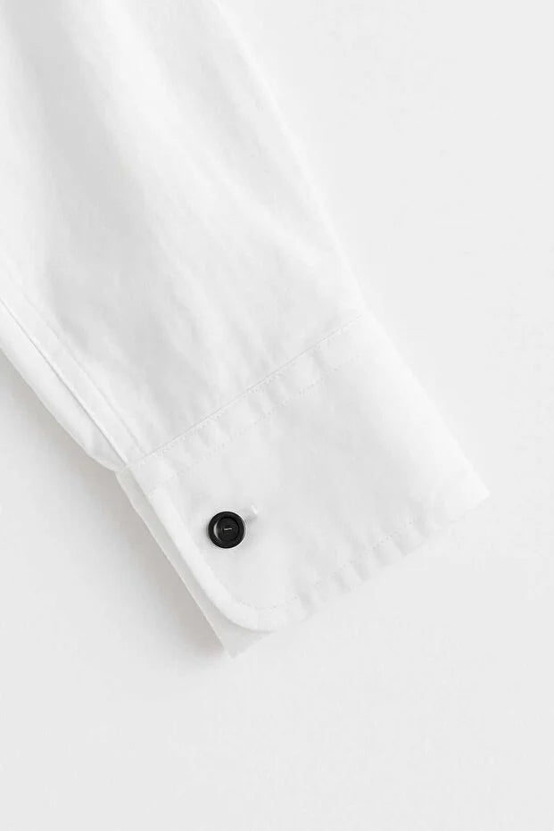 White Boys’ Long-Sleeve Button-Down Collar Classic Shir - MRS.IDEA