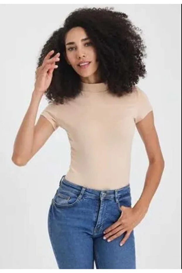 Women’s Stretch Half-Turtleneck Bodysuit - MRS.IDEA