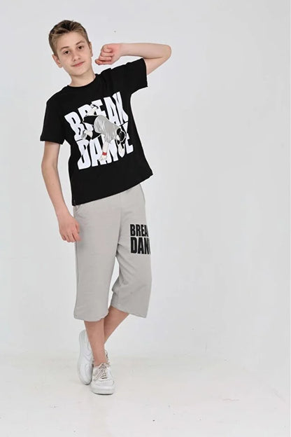 Boys Printed Two-Piece Suit with Shorts - MRS.IDEA