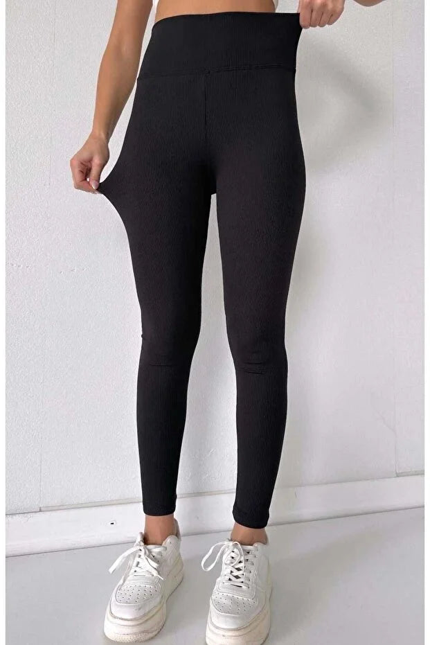 Women’s High-Waist Ribbed Fleece-Lined Shaping - MRS.IDEA