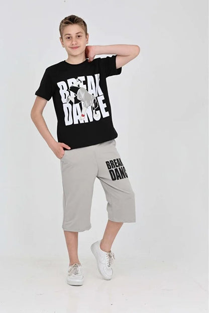 Boys Printed Two-Piece Suit with Shorts - MRS.IDEA