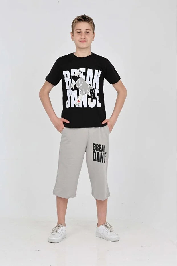 Boys Printed Two-Piece Suit with Shorts - MRS.IDEA