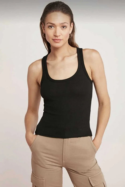 Women’s White Ribbed Thick-Strap Basic Tank Top - MRS.IDEA