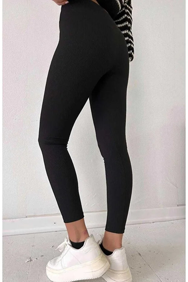 Women’s High-Waist Ribbed Fleece-Lined Shaping - MRS.IDEA