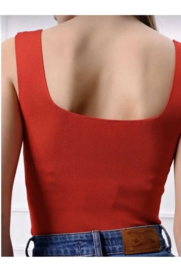 Women’s Square-Neck Thick-Strap Thin Knit Tank Top - MRS.IDEA