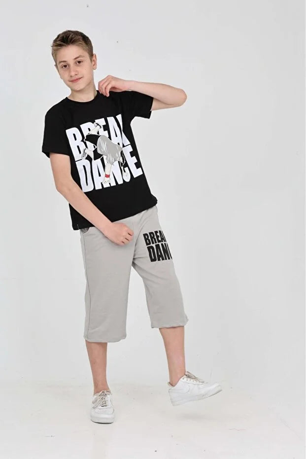 Boys Printed Two-Piece Suit with Shorts - MRS.IDEA