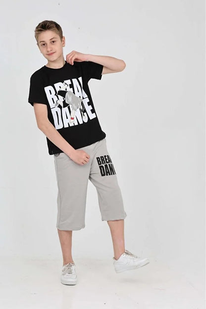 Boys Printed Two-Piece Suit with Shorts - MRS.IDEA