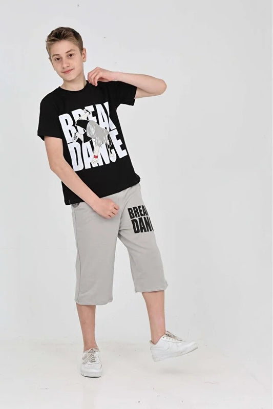 Boys Printed Two-Piece Suit with Shorts - MRS.IDEA