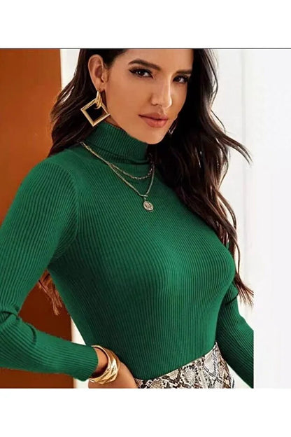 Women’s Full Turtleneck Stretch Knit Sweater - MRS.IDEA