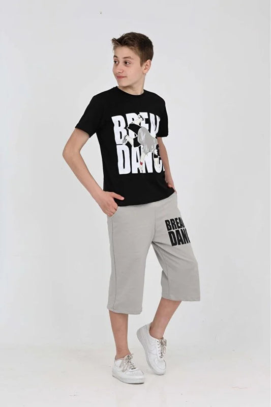 Boys Printed Two-Piece Suit with Shorts - MRS.IDEA
