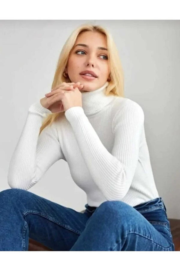 Women’s Full Turtleneck Stretch Knit Body - MRS.IDEA