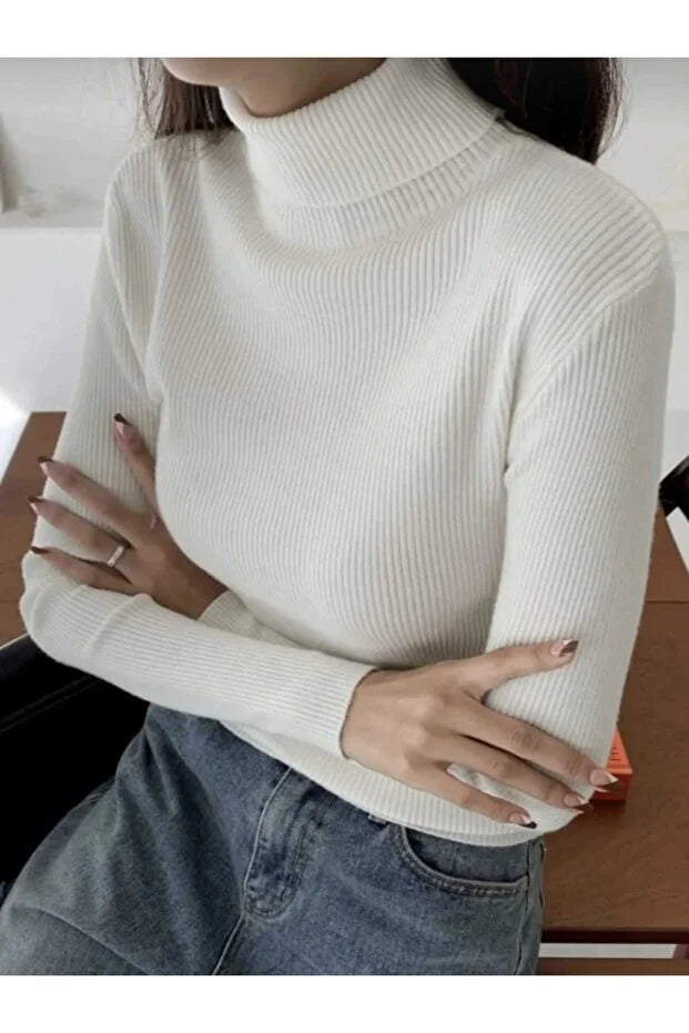 Women’s Full Turtleneck Stretch Knit Body - MRS.IDEA