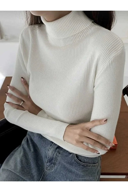 Women’s Full Turtleneck Stretch Knit Body - MRS.IDEA