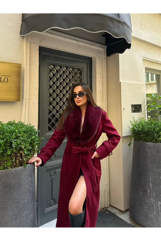 Wrap over Coat with Notched Collar