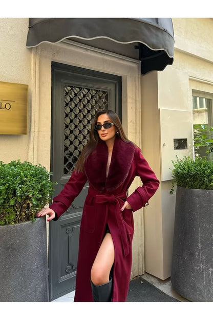 Wrap over Coat with Notched Collar