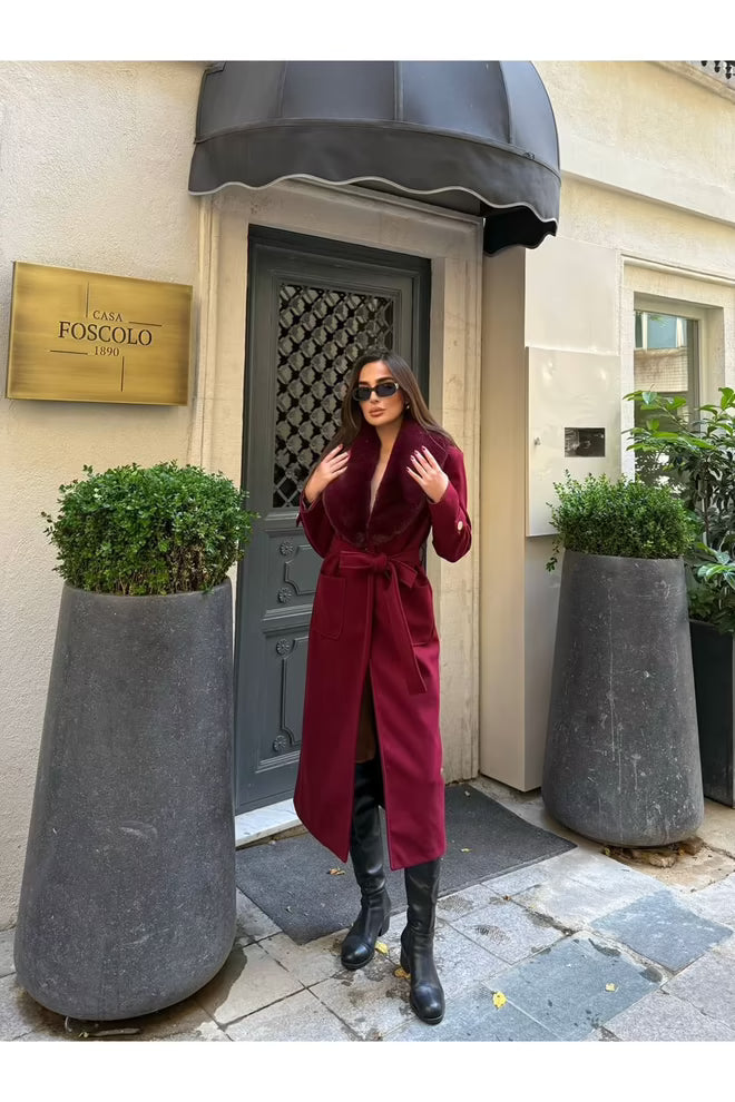 Wrap over Coat with Notched Collar