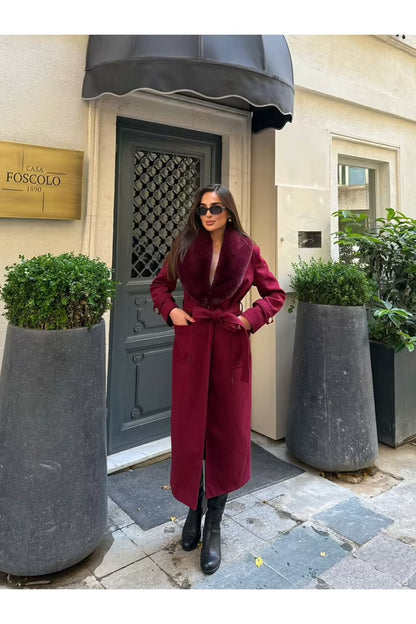 Wrap over Coat with Notched Collar