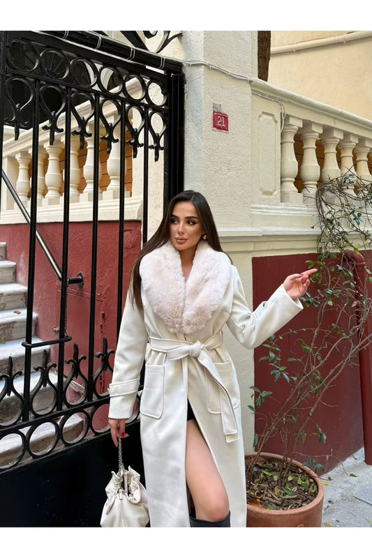 Wrap over Coat with Notched Collar