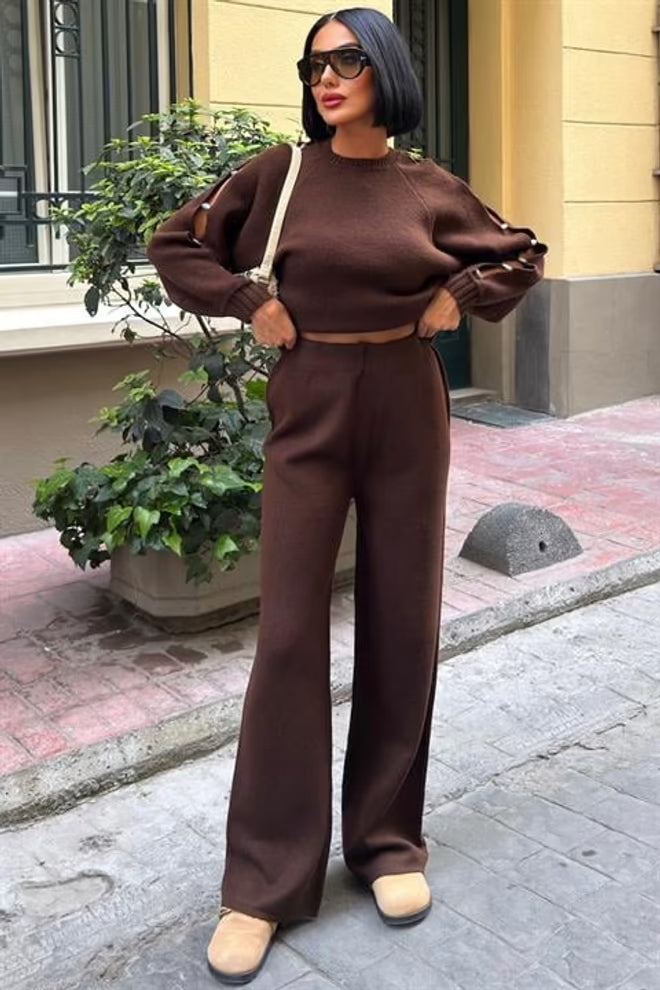 Casual Elegant Set With Palazzo Pants