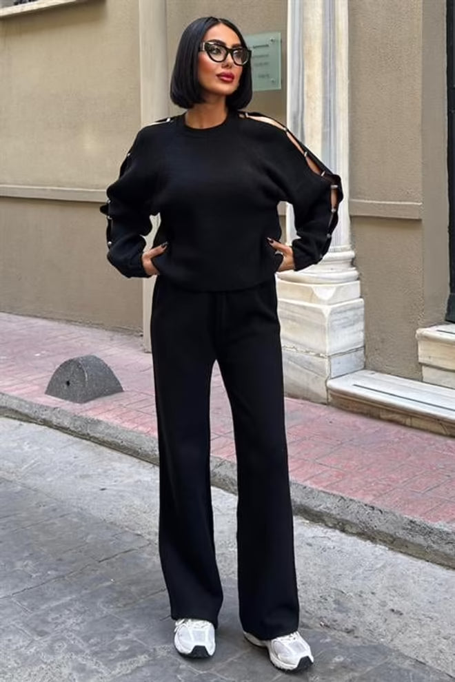 Casual Elegant Set With Palazzo Pants