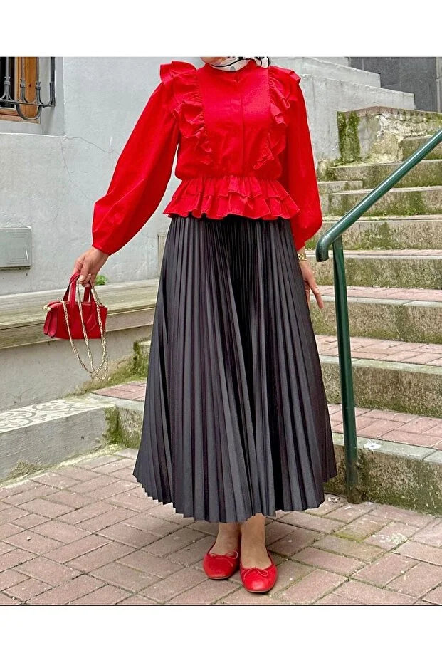 Black Lightweight Pleated Modest Skirt - MRS.IDEA