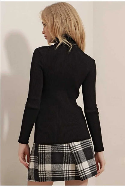 Women’s Full Turtleneck Stretch Knit Body - MRS.IDEA