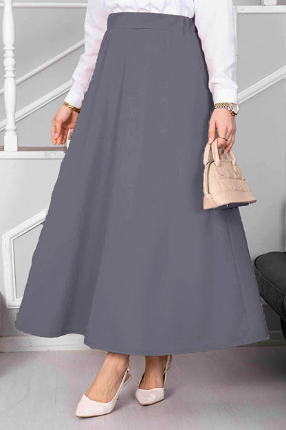 Scuba Crepe Flared Skirt with Elastic Waist - MRS.IDEA