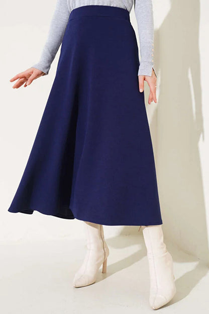 Scuba Crepe Flared Skirt with Elastic Waist - MRS.IDEA