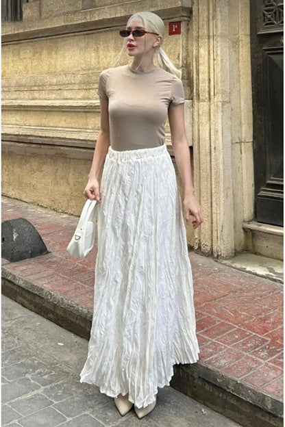 Women’s Long Wrinkled Flared Modest Skirt - MRS.IDEA